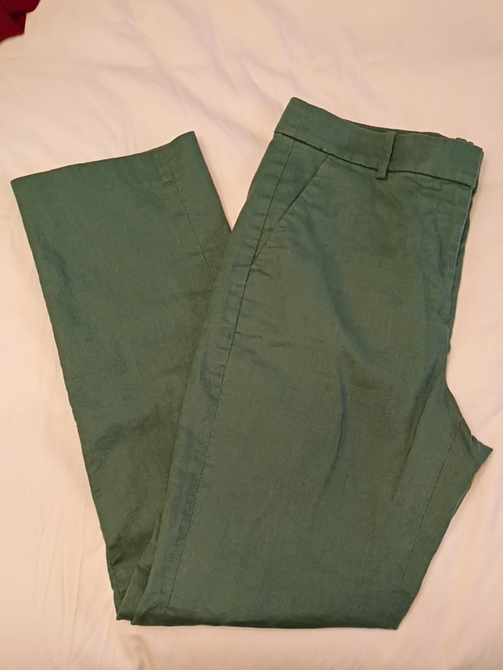 J. Crew Women's Forest Green Linen Trousers